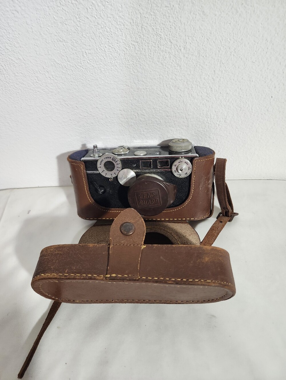 Angus Vintage Non Working Rangefinder Camera with Brown Leather Case